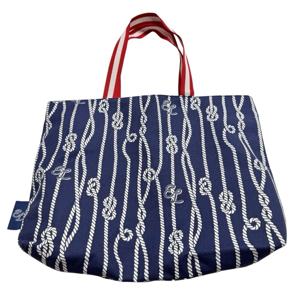 Estée Lauder Nautical Rope Knot Print Red White Blue Tote Bag Beach Cruise NEW